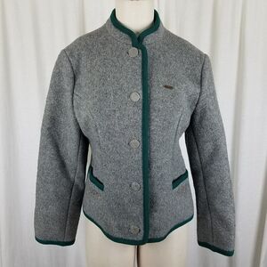 Vintage Boos Austrian Style Nordic Felted Boiled Wool Jacket Cardigan Womens 42